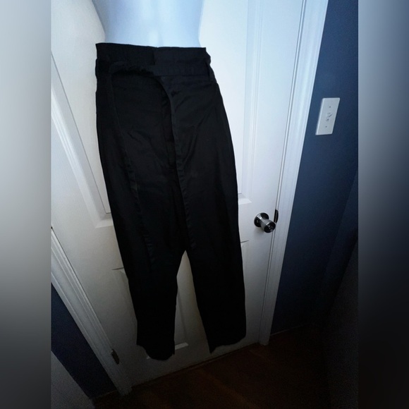 NWOT GAP Petites 12 Paperbag Khaki Straight Leg Pants Drawstring True Black 12P - Picture 12 of 13